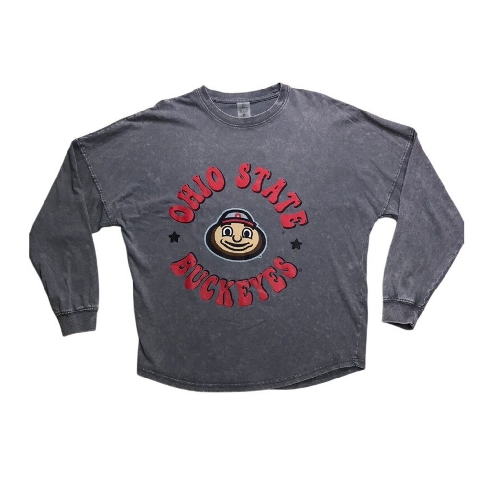 Ohio‎ State Buckeyes Gameday Couture Acid Wash Spirit Jersey Gray Womens Medium